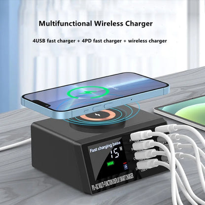 X9M 9-in-1 110W USB+PD Smart Multi-ports QI Magnetic Wireless Charger, Spec: Black US Plug - Multifunction Charger by buy2fix | Online Shopping UK | buy2fix