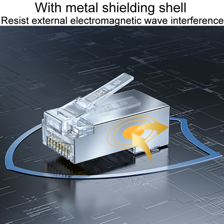 1U 100pcs / Can JINGHUA S688 Gigabit Transport Cabling Extruded Super Cat6 Dual Shield RJ45 8P8C Connector - Lan Cable and Tools by JINGHUA | Online Shopping UK | buy2fix