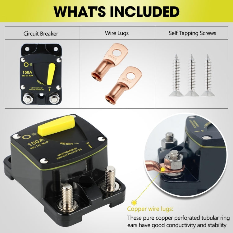 RV Yacht Manual Reset Ignition Protection Fuse Switch With Terminal Accessories, Current: 250A - Fuse by buy2fix | Online Shopping UK | buy2fix