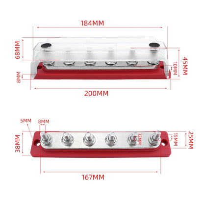 M8 Stud RV Yacht 6-way Nylon Flame Retardant Base DC Busbar - Fuse by buy2fix | Online Shopping UK | buy2fix