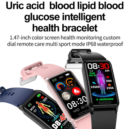 Uric Acid Blood Lipid Noninvasive Blood Sugar Heart Rate Oxygen Temperature Monitoring Smart Healthy Sports Bracelet(Blue) - Smart Wristbands by buy2fix | Online Shopping UK | buy2fix