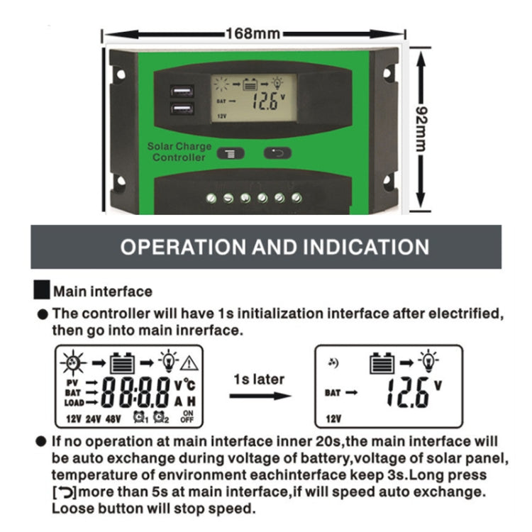 20A 12V/24V Solar Charge And Discharge Controller Dual USB Port LCD Solar Cells Panel Charge Regulator - Others by buy2fix | Online Shopping UK | buy2fix