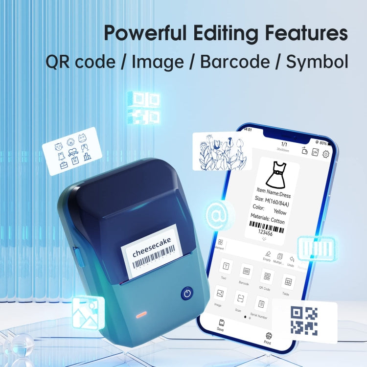 NIIMBOT Portable Bluetooth Sticker Label Thermal Printer(Flowing Silver English) - Printer by NIIMBOT | Online Shopping UK | buy2fix