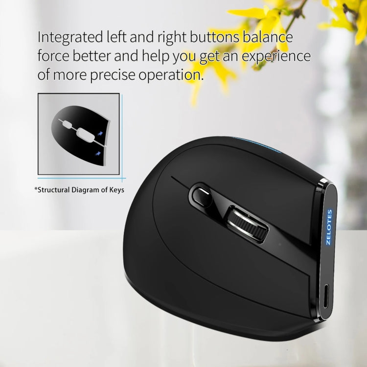 ZELOTES F36A 6-Buttons Vertical Grip Ergonomic Rechargeable Wireless Mouse(Black) - Wireless Mice by ZELOTES | Online Shopping UK | buy2fix