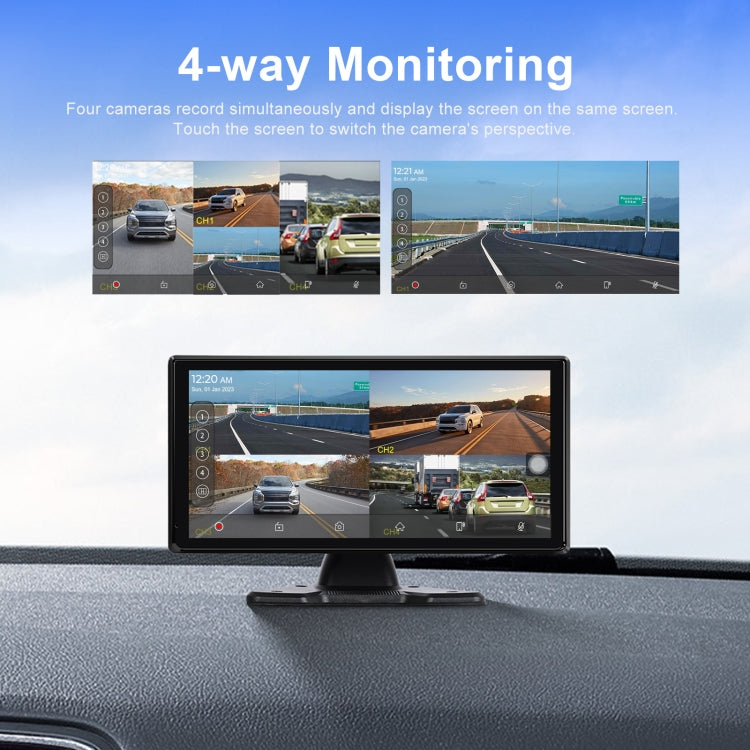 10.36-Inch Car Central Control Smart Player With 4-Way Camera Standard - Car Monitor by buy2fix | Online Shopping UK | buy2fix