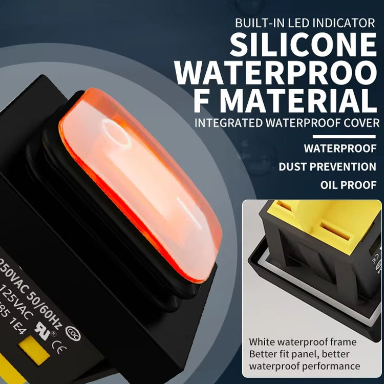 FILN 220V 30A Split Dustproof Boat-type Switch With Light, Specifications: Waterproof 6 Pin 3 Gear Yellow Light - Car Switches by FILN | Online Shopping UK | buy2fix