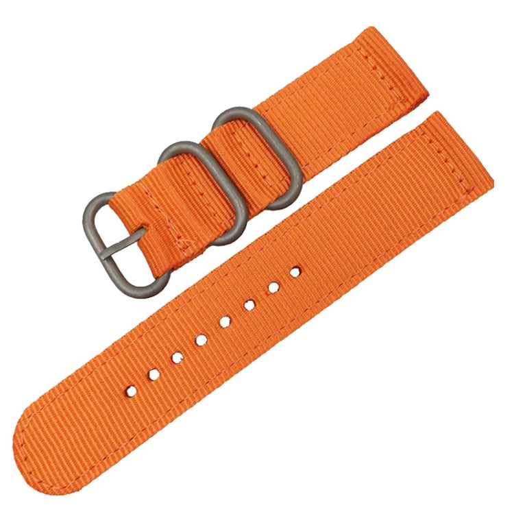 Washable Nylon Canvas Watchband, Band Width:20mm(Orange with Silver Ring Buckle) - Watch Accessories & Parts by buy2fix | Online Shopping UK | buy2fix