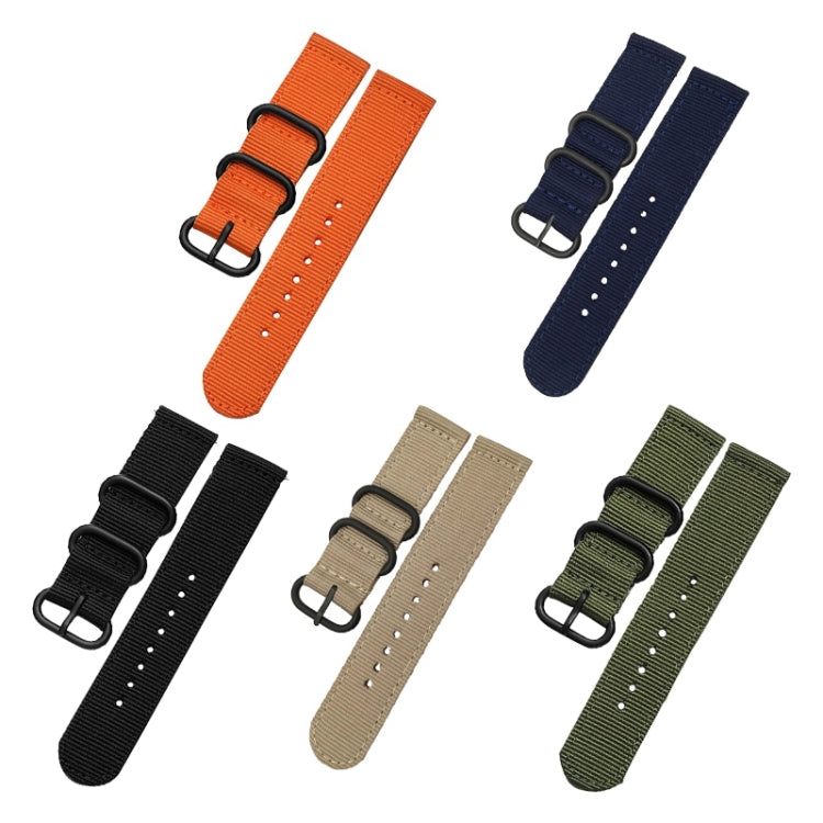 Washable Nylon Canvas Watchband, Band Width:22mm(Orange with Black Ring Buckle) - Watch Accessories & Parts by buy2fix | Online Shopping UK | buy2fix