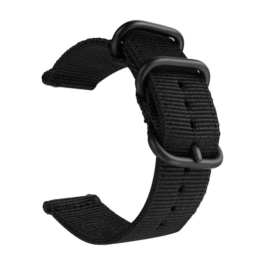 Washable Nylon Canvas Watchband, Band Width:24mm(Black with Black Ring Buckle) - Watch Accessories & Parts by buy2fix | Online Shopping UK | buy2fix
