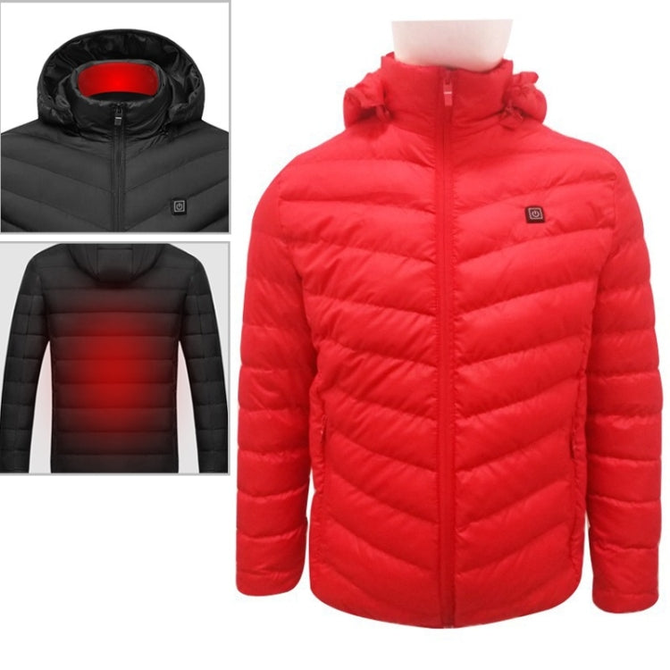 USB Heated Smart Constant Temperature Hooded Warm Coat for Men and Women (Color:Red Size:S) - Down Jackets by buy2fix | Online Shopping UK | buy2fix