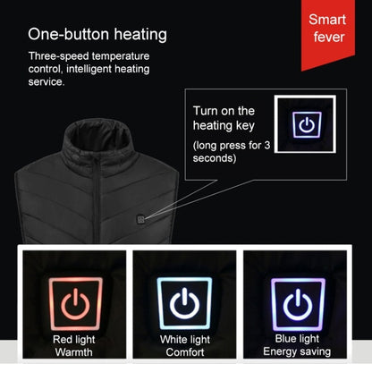 USB Security Smart Constant Temperature Fever Men Stand Collar Cotton Vest (Color:Blue Size:M) - Down Jackets by buy2fix | Online Shopping UK | buy2fix