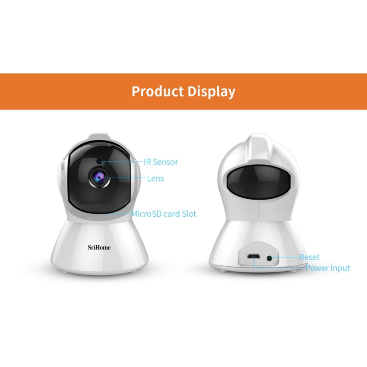 SriHome SH025 2.0 Million Pixels 1080P HD AI Auto-tracking IP Camera, Support Two Way Audio / Motion Tracking / Humanoid Detection / Night Vision / TF Card, EU Plug - Security by SriHome | Online Shopping UK | buy2fix