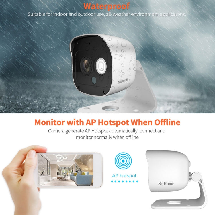 SriHome SH029 3.0 Million Pixels 1296P HD AI Camera, Support Two Way Talk / Motion Detection / Humanoid Detection / Night Vision / TF Card, AU Plug - Security by SriHome | Online Shopping UK | buy2fix