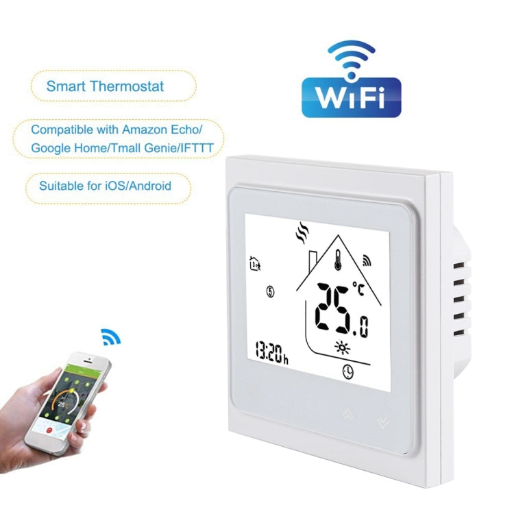 BHT-002GALW 3A Load Water Heating Type LCD Digital Heating Room Thermostat with Time Display, WiFi Control(White) - Indoor Thermometer by buy2fix | Online Shopping UK | buy2fix