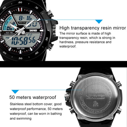 SKMEI 1016 Multifunctional Men Outdoor Sports Noctilucent Waterproof Double Digital Watch (Black) - Sport Watches by SKMEI | Online Shopping UK | buy2fix
