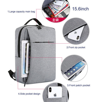 POFOKO Large-capacity Waterproof Oxford Cloth Business Casual Backpack with External USB Charging Design for 15.6 inch Laptops (Grey) - Other by POFOKO | Online Shopping UK | buy2fix