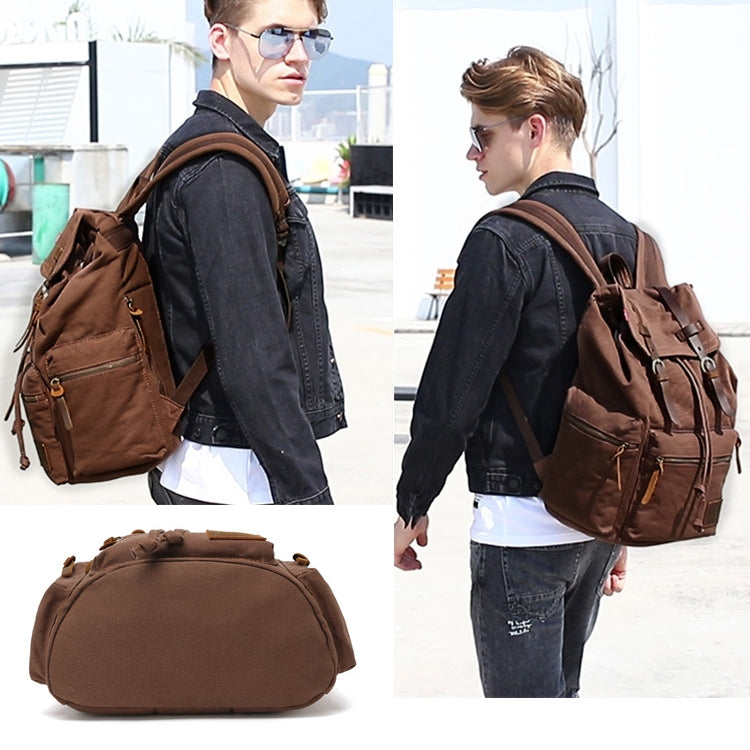 AUGUR 1039 Large Student Retro Canvas Backpack Shoulders Laptop Bag(Coffee) - Backpacks by AUGUR | Online Shopping UK | buy2fix