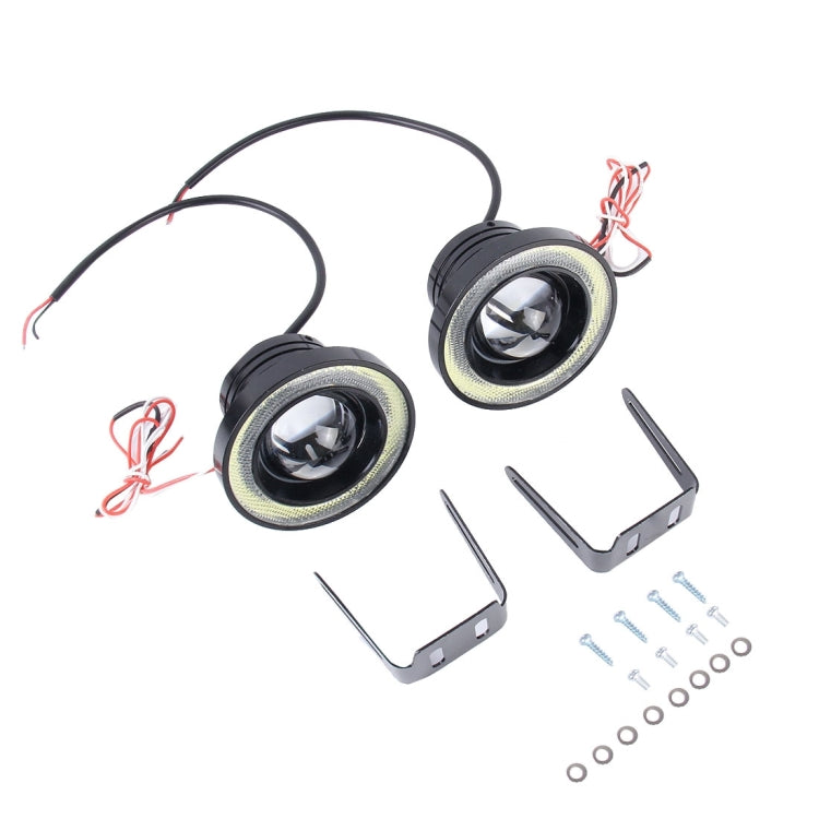 3.5 inch DC 12V 10W 900LM 7000K Car Angel Eyes Fog Lamp Foglight(White Light + White Light) - Fog / Driving Lights by buy2fix | Online Shopping UK | buy2fix