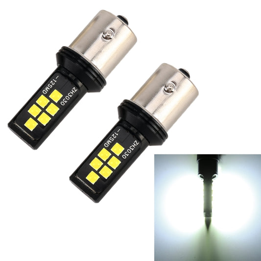 2 PCS 1156 DC9-16V / 3.5W Car Auto Turn Lights 12LEDs SMD-ZH3030 Lamps, with Constant Current(White Light) - Arrow Turn Lights by buy2fix | Online Shopping UK | buy2fix