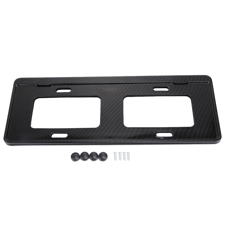 2 PCS Car License Plate Carbon Fiber Bracket Frame Holder Stand Mount(Black) - License Plate Covers & Frames by buy2fix | Online Shopping UK | buy2fix