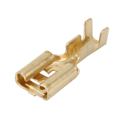 100 PCS 6.3mm Cable Spade Plug Connector Gold Plated Copper Cable Terminal DIY Terminal Connectors - In Car by buy2fix | Online Shopping UK | buy2fix