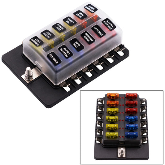 1 in 12 Out Fuse Box PC Terminal Block Fuse Holder Kits with LED Warning Indicator for Auto Car Truck Boat - In Car by buy2fix | Online Shopping UK | buy2fix