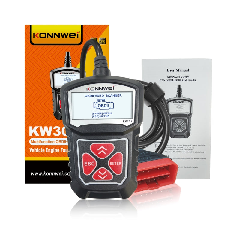 KONNWEI KW309 V309 V310 MS309 Code Reader OBD2 Scanner Diagnostic Tool(Black) - In Car by KONNWEI | Online Shopping UK | buy2fix