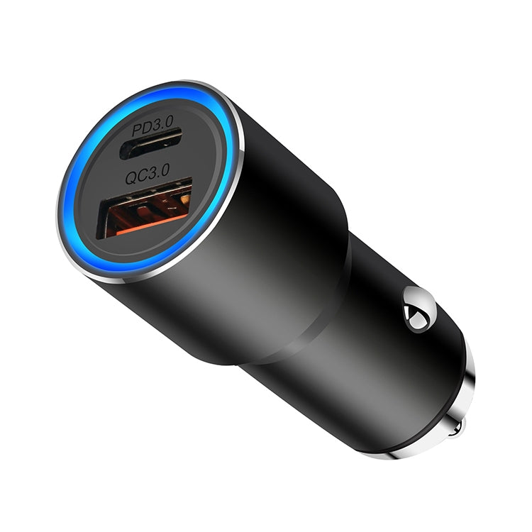 ACC-198 PD 20W + QC3.0 38W Dual Ports Metal Car Charger (Black) - In Car by buy2fix | Online Shopping UK | buy2fix