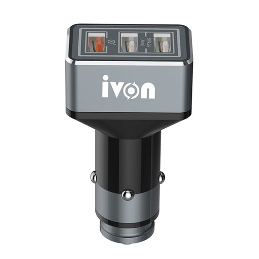 IVON CC36 39W 7.2A QC 3.0 USB + Dual USB Car Charger with Ambient Light - In Car by IVON | Online Shopping UK | buy2fix