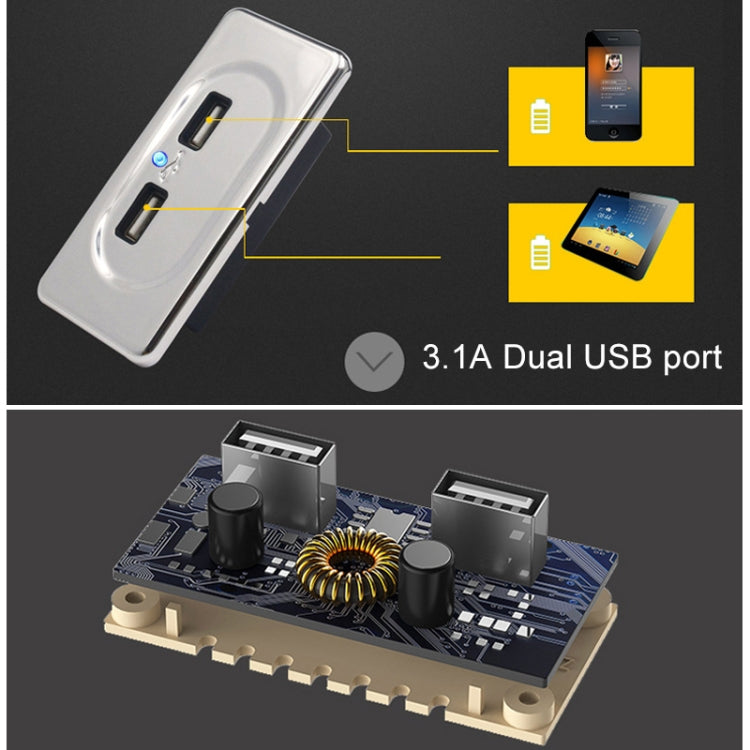 3.1A Short Cable RV Bus Modified Car Charger Dual USB Charger - In Car by buy2fix | Online Shopping UK | buy2fix