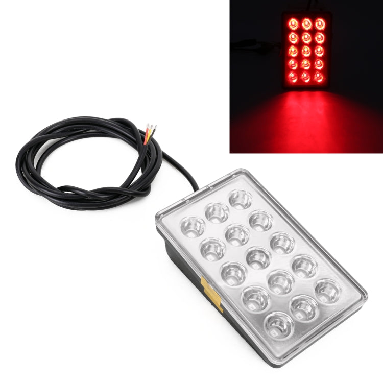 DC12V 1W Car Square Highlight Brake Lights Reversing Light with 15LEDs SMD-3528 (Transparent) - In Car by buy2fix | Online Shopping UK | buy2fix