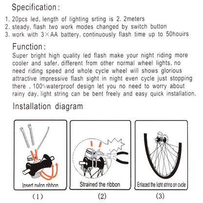 Bicycle Wheel Spoke Decorative LED Light Article Bar Strip - Decorative Lights by buy2fix | Online Shopping UK | buy2fix