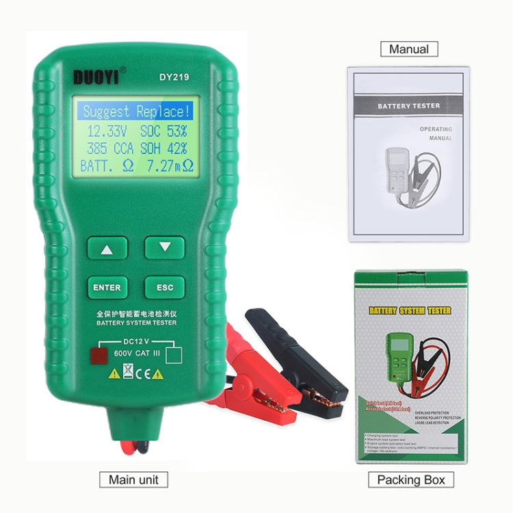 DUOYI DY219 Digital Battery Analyzer Car Fault Diagnostic Device Current and Voltage Detector - Electronic Test by DUOYI | Online Shopping UK | buy2fix