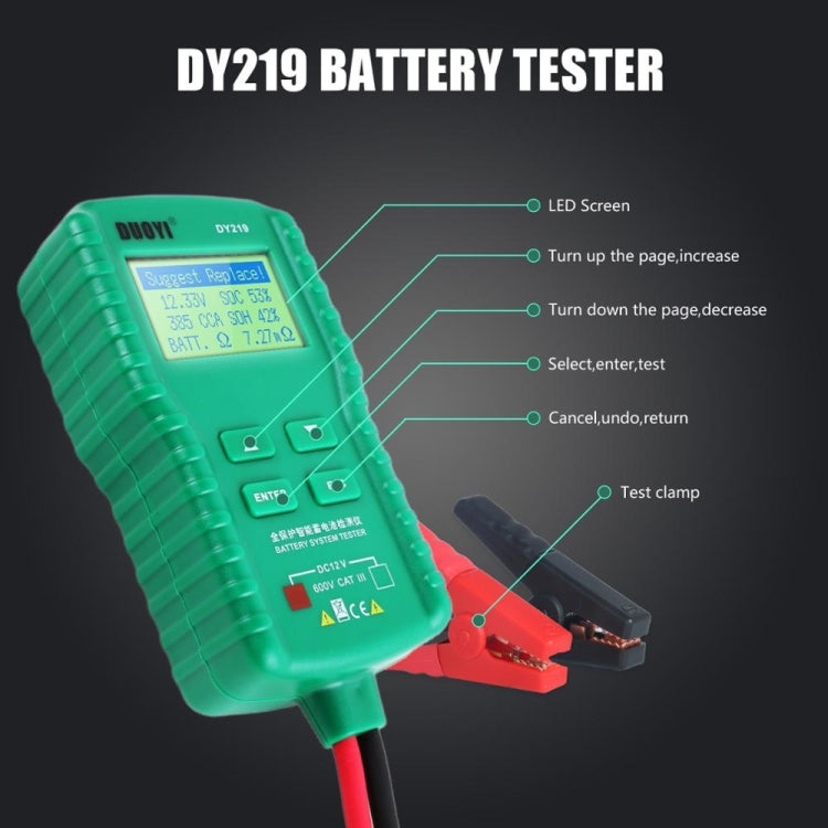 DUOYI DY219 Digital Battery Analyzer Car Fault Diagnostic Device Current and Voltage Detector - Electronic Test by DUOYI | Online Shopping UK | buy2fix