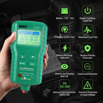 DUOYI DY219 Digital Battery Analyzer Car Fault Diagnostic Device Current and Voltage Detector - Electronic Test by DUOYI | Online Shopping UK | buy2fix