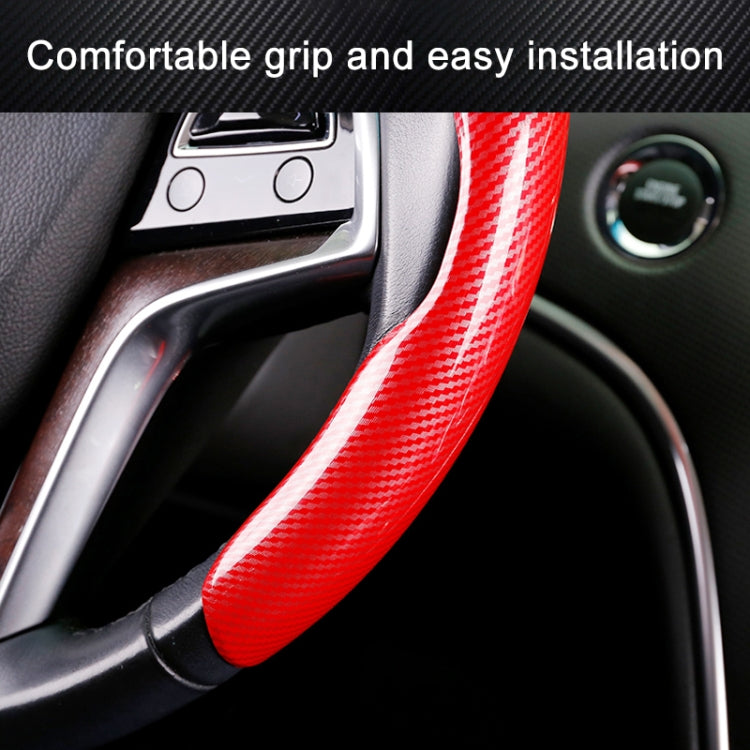 Car Universal Carbon Fiber Steering Wheel Cover (Red) - In Car by buy2fix | Online Shopping UK | buy2fix