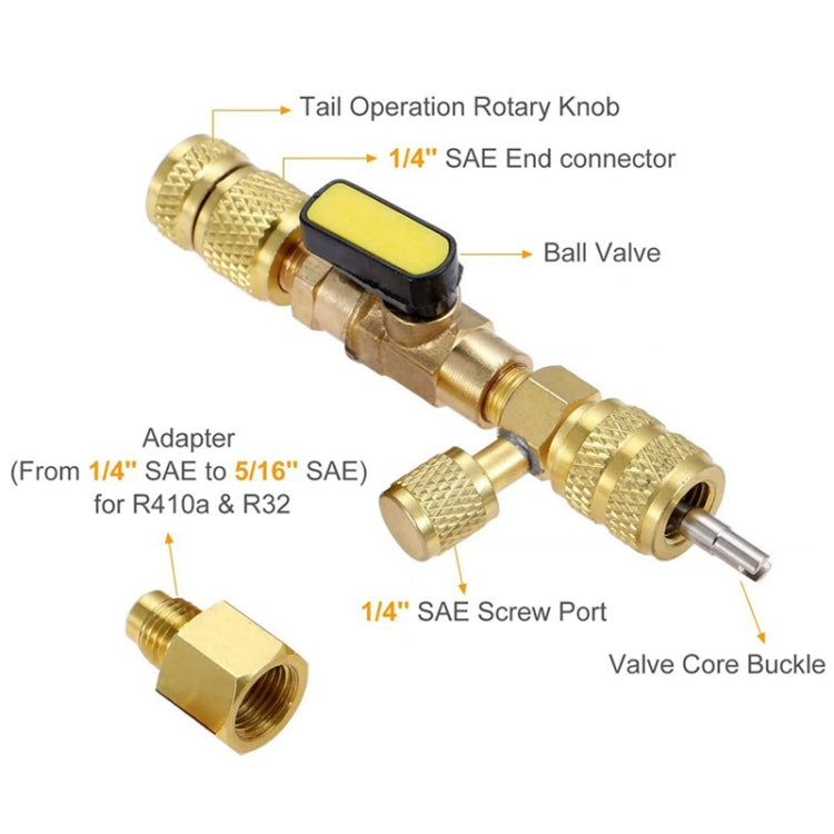 R410A R22 Spool Remover Installation Tool with Dual Size SAE 1/4 and 5/16 Ports - In Car by buy2fix | Online Shopping UK | buy2fix