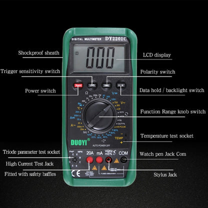 DUOYI DY2201C Car High-precision Digital Multi-function Maintenance Automatic Universal Meter - In Car by buy2fix | Online Shopping UK | buy2fix