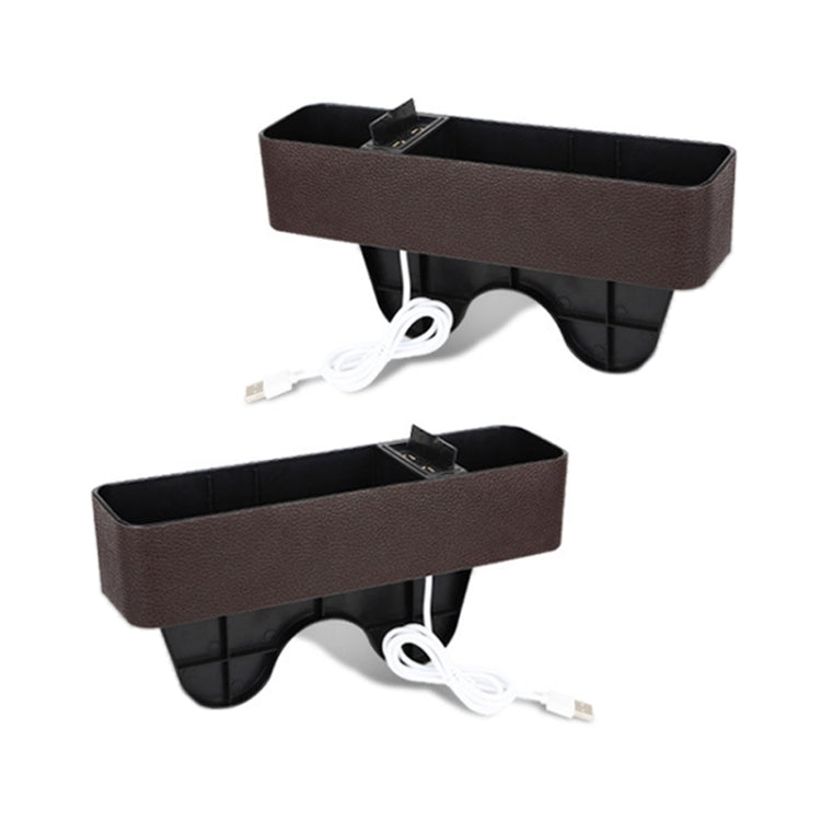 1 Pair Car Multi-functional Seat Crevice USB Storage Box(Coffee) - In Car by buy2fix | Online Shopping UK | buy2fix