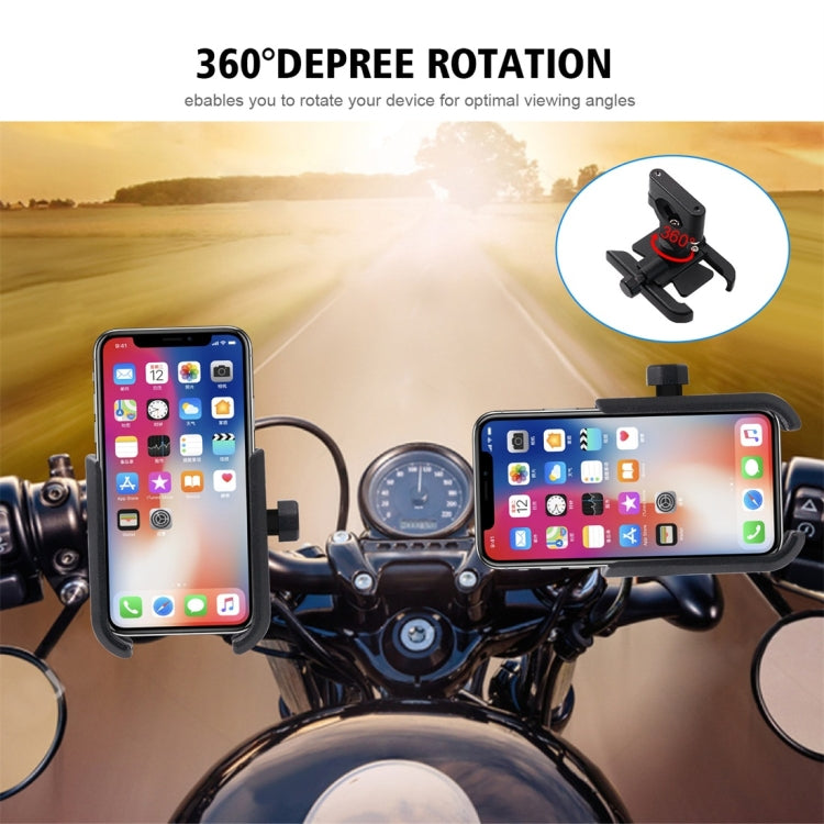 Motorcycle Aluminium Alloy Mobile Phone Holder Bracket, Handlebar Version(Black) -  by buy2fix | Online Shopping UK | buy2fix