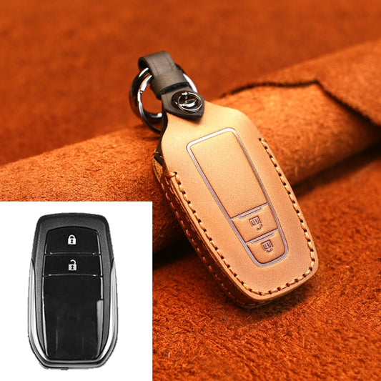 For Toyota Car Cowhide Leather Key Protective Cover Key Case, Two Keys Version (Brown) -  by buy2fix | Online Shopping UK | buy2fix