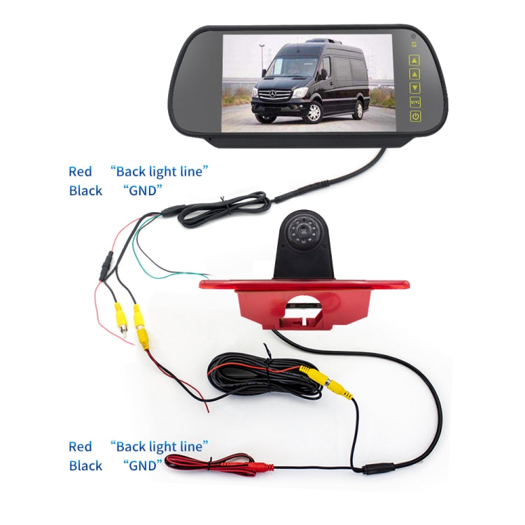 PZ465 Car Waterproof Brake Light View Camera + 7 inch Rearview Monitor for Citroen / Peugeot / Toyota - In Car by buy2fix | Online Shopping UK | buy2fix