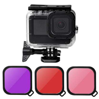 Waterproof Case + Touch Back Cover + Color Lens Filter for GoPro HERO10 Black / HERO9 Black (Red) - DJI & GoPro Accessories by buy2fix | Online Shopping UK | buy2fix