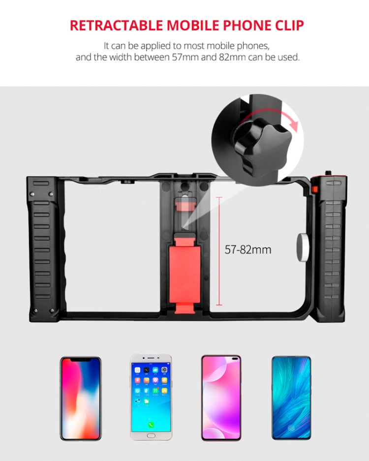 YELANGU PC02A Vlogging Live Broadcast Plastic Cage Video Rig Filmmaking Stabilizer Bracket for iPhone, Galaxy, Huawei, Xiaomi, HTC, LG, Google, and Other Smartphones(Black) - Stand by YELANGU | Online Shopping UK | buy2fix