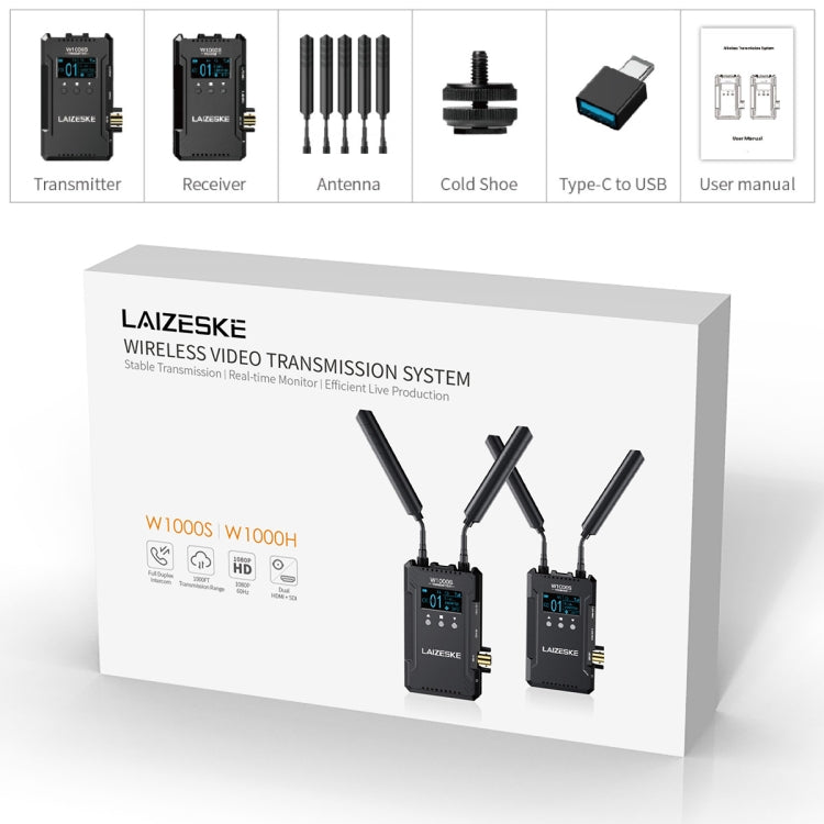 LAIZESKE W1000S 1000FT Dual HDMI + SDI Wireless Video Transmission System (Black) - Camera Accessories by buy2fix | Online Shopping UK | buy2fix