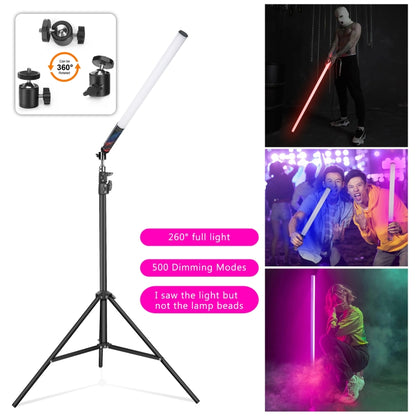 LUXCeO Mood1 85cm RGB Colorful Atmosphere Rhythm LED Stick Handheld Video Photo Fill Light with Tripod - Camera Accessories by LUXCeO | Online Shopping UK | buy2fix