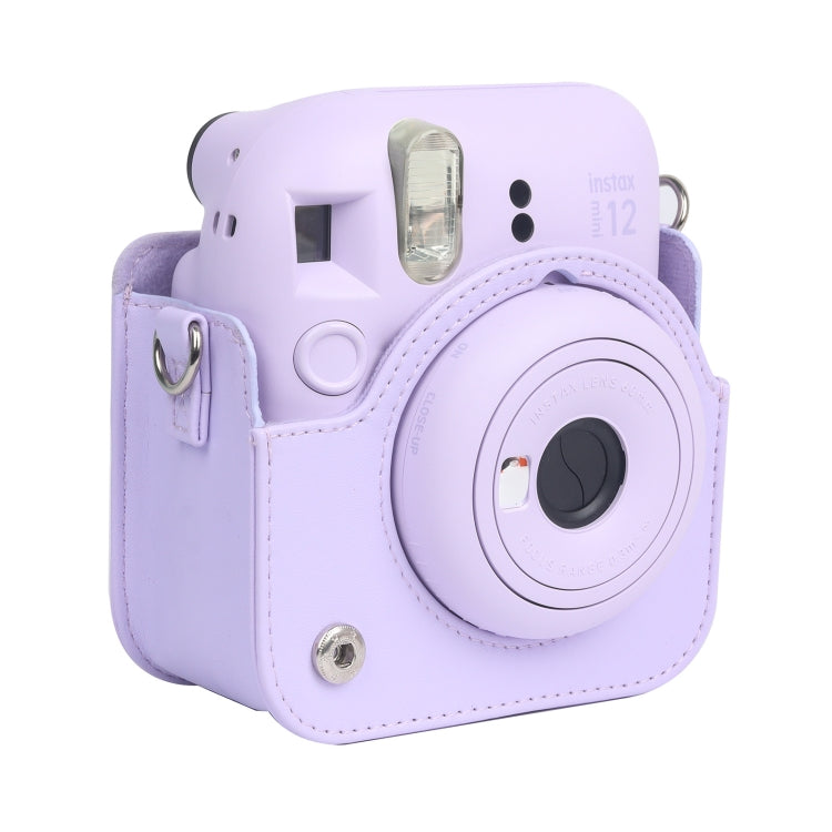 For FUJIFILM instax mini 12 Full Body Leather Case Camera Bag with Strap (Purple) - Leather Bag by buy2fix | Online Shopping UK | buy2fix