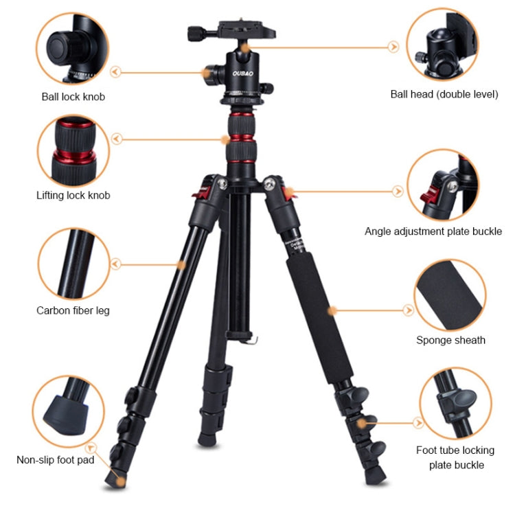 TRIOPO Oubao A-208S Adjustable Portable  Aluminum Alloy Tripod with Ball Head for SLR Camera - Tripods by TRIOPO | Online Shopping UK | buy2fix