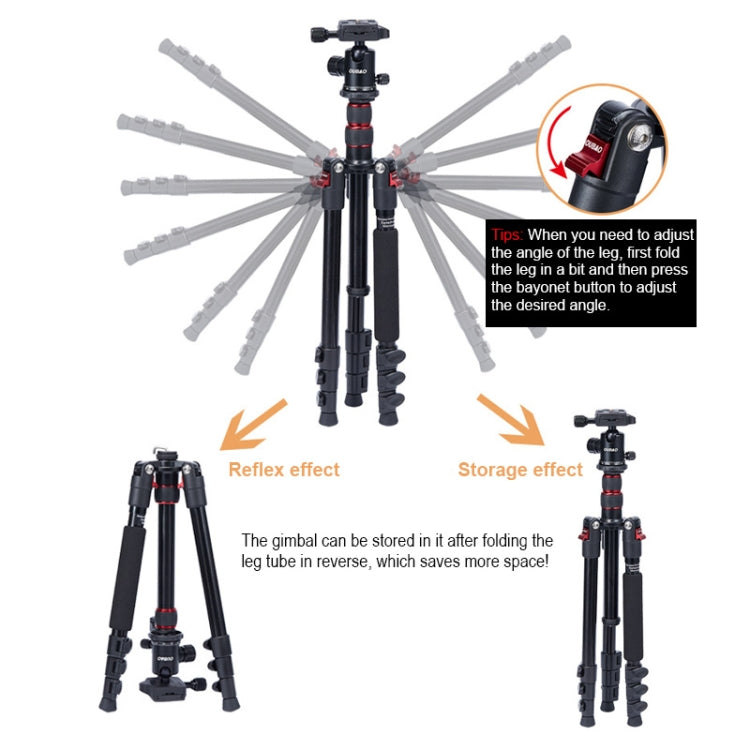 TRIOPO Oubao A-208S Adjustable Portable  Aluminum Alloy Tripod with Ball Head for SLR Camera - Tripods by TRIOPO | Online Shopping UK | buy2fix