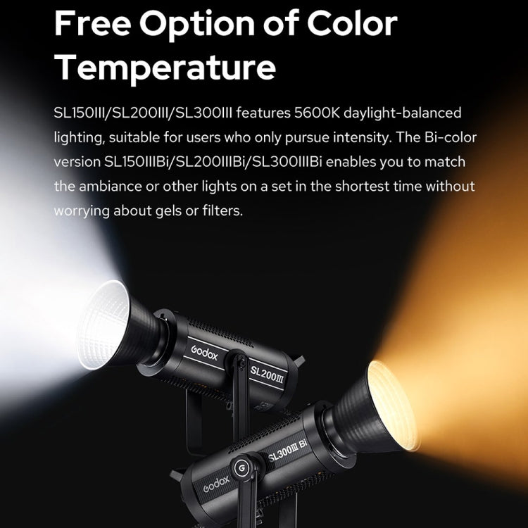 Godox SL300IIIBi 330W Bi-Color 2800K-6500K LED Video Light(UK Plug) - Shoe Mount Flashes by Godox | Online Shopping UK | buy2fix